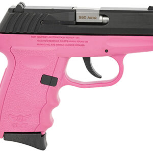 SCCY CPX-3 compact pistol with pink grips and stainless slide