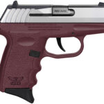 144569 SCCY Industries CPX-3TTCR CPX-3 Sub-Compact Frame 380 ACP 10+1, 3.10" Stainless Quadlock Barrel, Serrated Stainless Steel Slide, Crimson Red Polymer Frame w/Finger Grooves, No Safety, Right Hand