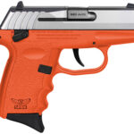 144591 SCCY Industries CPX-4TTOR CPX-4 380 ACP 10+1 2.96" Orange Polymer Serrated SS Slide Finger Grooved Orange Polymer Grip