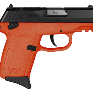 SCCY CPX1CBORRDRG3 9mm pistol with orange polymer grip and black nitride slide