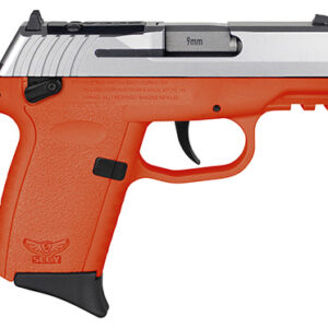 SCCY CPX1TTORRDRG3 9mm pistol with stainless slide and orange polymer grip
