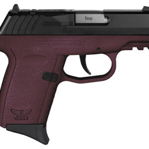 SCCY CPX2CBCRRDRG3 9mm pistol with crimson red polymer grip and black nitride slide