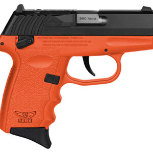 SCCY Industries CPX4CBORRDR .380 ACP pistol with black nitride slide and orange grip