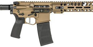 Patriot Ordnance Factory 01797 Renegade + Direct Impingement 300 Blackout 30+1 10.50" Black Nitride Aluminum Barrel, 9" M-LOK Handguards, Burnt Bronze Aluminum Buffer Tube, Black Polymer Grips