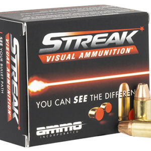 Ammo Inc 9124JHPSTRKRED Streak Visual (RED)  9mm Luger 124 gr Jacket Hollow Point 20 Per Box/ 10 Case