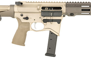 Maxim Defense MXM48173 CPS MD9 9mm Luger Caliber with 5.50" Barrel, Arid Brown Anodized Metal Finish, Black Maxim CQB Brace & Polymer Grip Right Hand