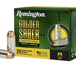 Remington Ammunition R21370 Golden Saber Defense 10mm Auto 180 gr Brass Jacket Hollow Point 20 Per Box/ 25 Case