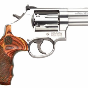 Smith & Wesson Model 686 Plus Deluxe stainless revolver with 3 inch barrel and wood grips