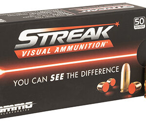 Ammo Inc 9124TMCSTRKRED50 Streak Visual (RED)  9mm Luger 124 gr Total Metal Case 50 Per Box/ 20 Case