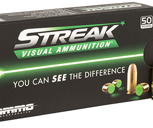 Ammo Inc 9124TMCSTRKGRN50 Streak Visual (GREEN)  9mm Luger 124 gr Total Metal Case 50 Per Box/ 20 Case