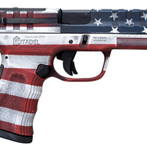 Citadel CITCP9USA Centurion CP9 Compact Frame 9mm Luger 14+1, 4" Black Steel Barrel, American Flag Cerakote Optic Ready/Serrated Steel Slide, Polymer Frame & Grip