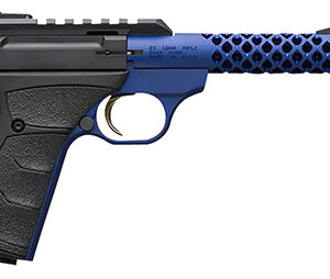 Browning Buck Mark Plus Vision Shoal UFX .22 LR pistol with black overmolded grips and blue Vision barrel