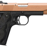 153078 Browning 051895490 1911-22 Black Label Full Size Frame 22 LR 10+1, 4.25" Matte Stainless Steel Barrel, Copper Cerakote Serrated Slide, Matte Black Polymer Frame w/Beavertail, Black Laminate Wood Grip