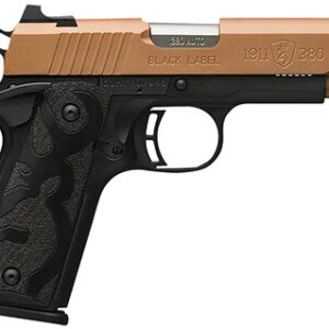 Browning 051988492 1911-380 Black Label Compact Frame 380 ACP 8+1, 3.63" Matte Stainless Steel Barrel, Copper Cerakote Serrated Stainless Steel Slide, Matte Black Polymer Frame w/Beavertail