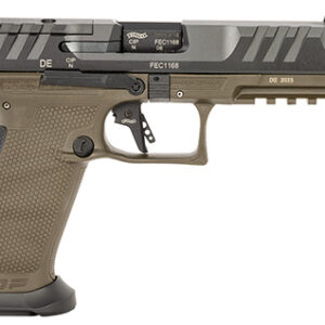 Walther PDP PRO SD 9mm pistol with OD green textured polymer frame and matte black slide