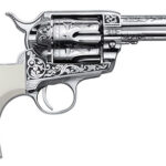 154528 Cimarron PP346HUCKENG Huckleberry 45 Colt (LC) 6 Shot, 3.50" Nickel Engraved Barrel, Cylinder & Frame, Poly-Ivory w/"Huckleberry" Engraved On The Backstrap Grip