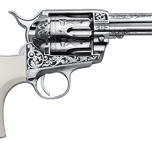 Cimarron Huckleberry .45 Long Colt revolver 3.5 in nickel laser engraved poly-ivory grip