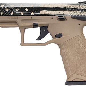 Taurus TX22 .22LR pistol 4.10 inch threaded steel barrel adjustable sights Flat Dark Earth US flag Cerakote