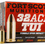 155057 Fort Scott Munitions 32ACP71SCV Tumble Upon Impact (TUI) 32 ACP 71 gr Solid Copper Spun 20 Per Box/ 25 Case