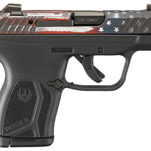 Ruger LCP Max .380 ACP with American Flag Cerakote slide and black polymer frame, tritium front sight