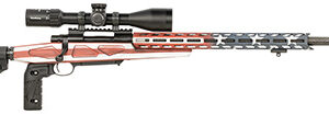 Howa M1500 APC 6.5mm Creedmoor rifle with American Flag Cerakote and 24 inch carbon-fiber barrel
