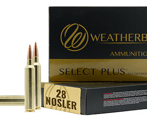 Weatherby M28NS163HCB Select Plus  28 Nosler 163 gr Hammer Custom 20 Per Box/ 10 Case