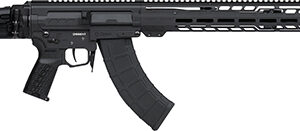 CMMG DISSENT MK47 7.62x39mm rifle with side folding stock and M-LOK handguard in Cerakote Armor Black