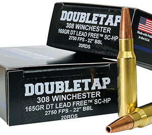 DoubleTap Ammunition 308W165X   308 Win 165 gr Lead Free Hollow Point 20 Per Box/ 25 Case