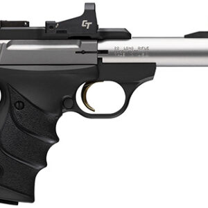 Browning 051595490 Buck Mark Micro Bull SR w/Red Dot 22 LR 10+1 4" Matte Stainless Threaded Bull Barrel, Optic Ready/Serrated Slide, Matte Black Aluminum Frame w/Picatinny Rail, Crimson Trace Red Dot