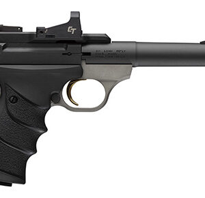 Browning Buck Mark Practical .22 LR 5.5-inch pistol with Crimson Trace red dot, gray frame and black slide