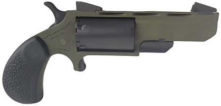 North American Arms Green Huntsman 2-inch mini revolver OD Green with black cobblestone rubber grip