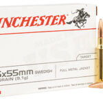 163278 Winchester Ammo USA6555 USA Target 6.5x55 Swedish 140 gr Full Metal Jacket 20 Per Box/ 10 Case