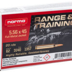 165908 Norma Ammunition 701706154 Range & Training 5.56x45mm NATO 62 gr Full Metal Jacket 20 Per Box/ 10 Case