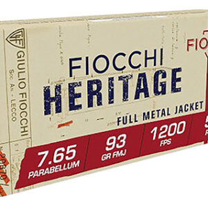 Fiocchi 765A Heritage  7.65x21mm Parabellum 93 gr Semi Jacketed Soft Point 50 Per Box/ 20 Case
