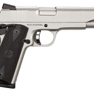 Rock Island 51448 Rock Standard FS 45 ACP Caliber with 5" Barrel, 8+1 Capacity, Overall Matte Nickel Finish Steel, Beavertail Frame, Serrated Slide & Black Rubber Grip