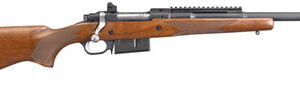 Ruger Gunsite Scout Rifle .450 Bushmaster with 16.1 inch barrel, matte black receiver and walnut stock