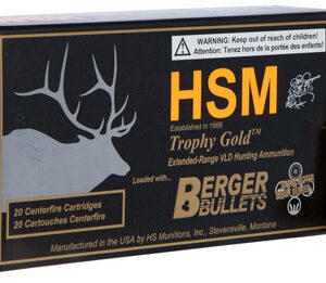 HSM 65CREEDMOOR140VLD Trophy Gold Extended Range 6.5 Creedmoor 140 gr Berger Hybrid Tactical Open Tip Match 20 Per Box/ 25 Case