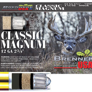 Brenneke SL122CLM Classic Magnum  12 Gauge 2.75" 1 1/8 oz Slug Shot 5 Per Box/ 50 Case