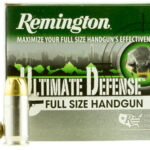 3795 Remington Ammunition 28971 Ultimate Defense Full Size Handgun 45 ACP 185 gr Brass Jacket Hollow Point 20 Per Box/ 25 Case