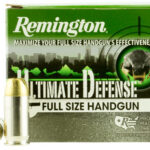 3796 Remington Ammunition 28973 Ultimate Defense Full Size Handgun 45 ACP +P 185 gr Brass Jacket Hollow Point 20 Per Box/ 25 Case