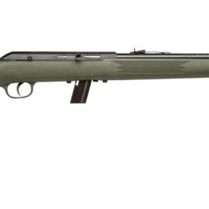 Savage 64F .22 LR rifle with green synthetic sporter stock and blued carbon steel barrel