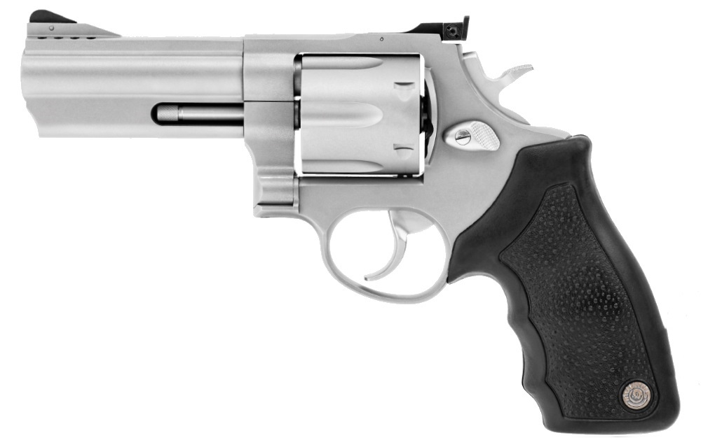 Taurus 44 .44 Magnum 4 inch stainless revolver with ported barrel and black rubber grip