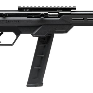 Savage 64 Precision 22 LR rifle with 16.5 inch threaded heavy barrel and black synthetic chassis