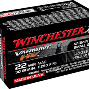Winchester Ammo S22M2 Varmint HV  22 WMR 30 gr Jacket Hollow Point 50 Per Box/ 40 Case