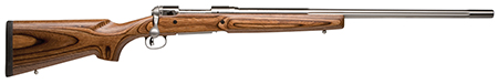 Savage 12 Varminter Low Profile bolt-action rifle with 26-inch fluted stainless barrel and satin brown laminate stock