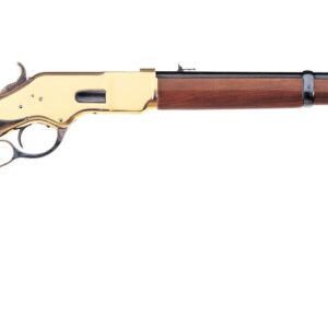 Taylors and Company 1866 Carbine .38 Special lever-action rifle with brass receiver and walnut stock