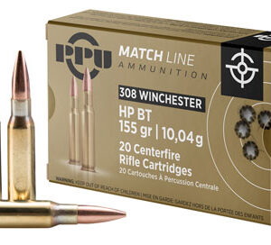 PPU PPM3081 Match  308 Win 155 gr Hollow Point Boat Tail 20 Per Box/ 10 Case