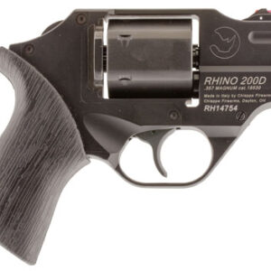 Chiappa Firearms CF340217 Rhino 200D  Small Frame 357 Mag, 6 Shot 2" Black Anodized Steel Barrel, Blued Cylinder Black Anodized Aluminum Frame, Black Rubber Grip, Concealed Hammer