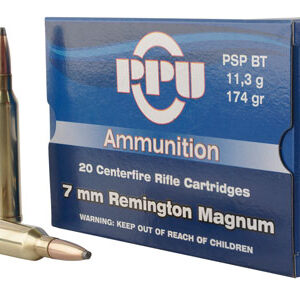 PPU PP7RM2 Standard Rifle  7mm Rem Mag 174 gr Pointed Soft Point Boat Tail 20 Per Box/ 10 Case