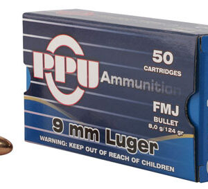 PPU PPH9F2 Handgun  9mm Luger 124 gr Full Metal Jacket 50 Per Box/ 20 Case